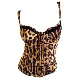 Vintage Dolce & Gabbana Leopard Print Corset Top